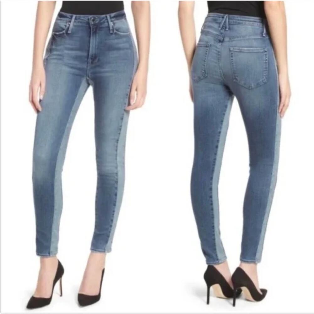 Good American Good Waist Two-Toned High Rise Skinny Jeans, Size 2/26 - Picture 2 of 10